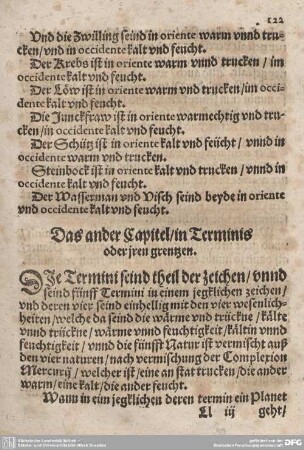 Das ander Cpitel/ in Terminis oder iren grentzen.