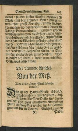 Der Neundte Artickel, Von der Meß.