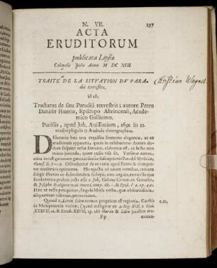 N. VII. [...] Calendis Julii Anno M DC XCII.