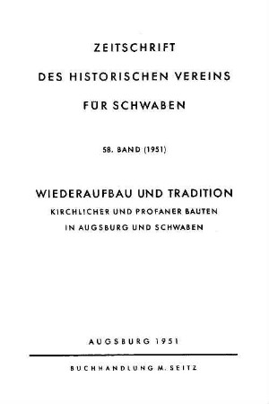 Zeitschrift des Historischen Vereins für Schwaben. 58. 1951