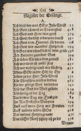 Register der Gesänge.