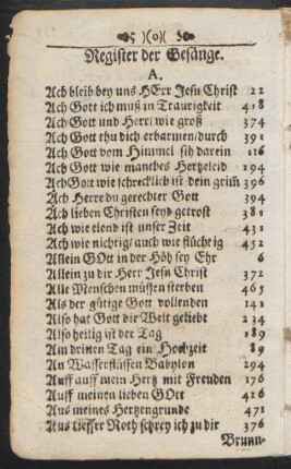 Register der Gesänge.
