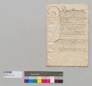 Israel Wagner, Konventual zu Oberaltaich und Pfarrer zu Aiterhofen, verstiftet das Widngut beim Pfarrhof zu Aiterhofen an Hans Wärger und dessen Frau Anna.; S: Abt Christoph zu Oberaltaich
