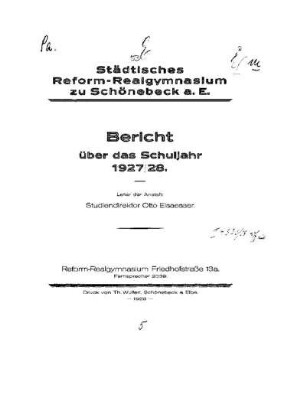1927/28: Bericht über das Schuljahr ... - 1927/28