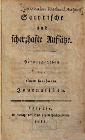 Satyrische und scherzhafte Aufsätze