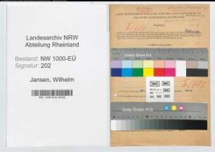 Entnazifizierung Wilhelm Jansen, geb. 24.01.1900 (Angestellter)