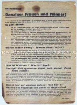 Propagandaflugblatt des Zentrum zur Wahl des Danziger Volkstages im April 1935