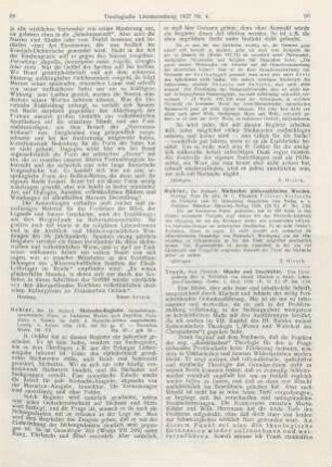 89-90 [Rezension] Oehler, Richard, Nietzsche-Register. Alphabetisch-systematische Übers. zu Nietzsches Werken nach Begriffen, Kernsätzen u. Namen