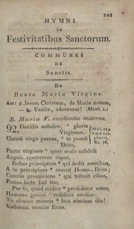 Hymni in Festivitatibus Sanctorum.