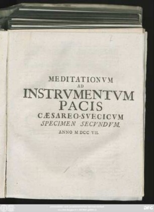 2: Meditationvm Ad Instrvmentvm Pacis Cæsareo-Svecicvm Specimen ...