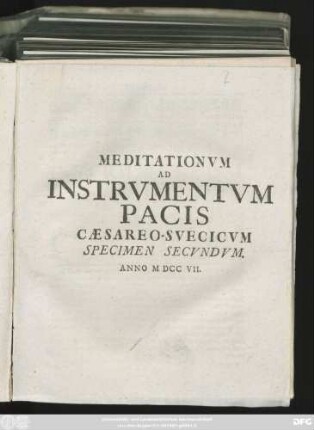2: Meditationvm Ad Instrvmentvm Pacis Cæsareo-Svecicvm Specimen ...
