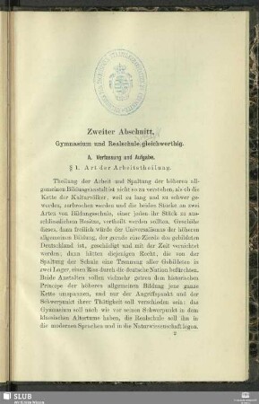 Zweiter Abschnitt. Gymnasium und Realschule gleichwerthig