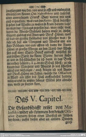 Das V. Capitel. Die Gesandschafft reiset von Makoffsko wider ab, kommen bey denen Ostiacker Tartarn
