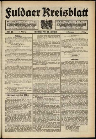 Ausgabe vom Montag, den 20. Februar 1911.