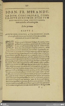 Ioan. Fr. Mirandulae Dom. Concordiaeque Comitis, Opus Aureum De Auro Tum Aestimando, Tum Conficiendo, tum utendo, ad coniugem