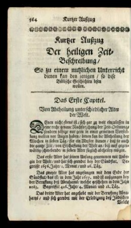 Das Erste Capitel. Von Abtheilung unterschiedlicher Alter der Welt.