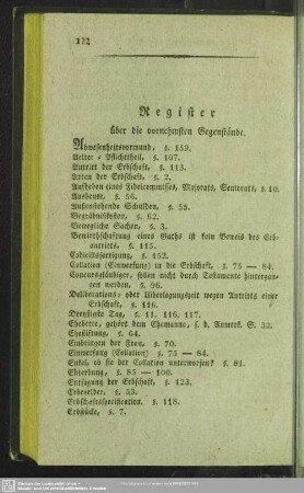 Register über die vornehmsten Gegenstände