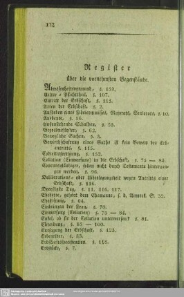 Register über die vornehmsten Gegenstände