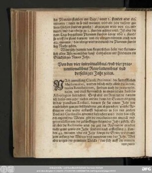 Von den vier introitualibus/ und vier praeventionalibus Revolutionibus und derselbigen Jahrzeiten.