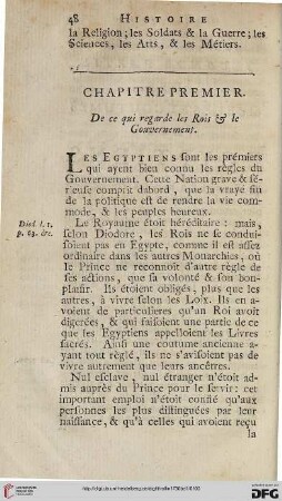 Chapitre premier: De ce qui regarde les rois & le gouvernement