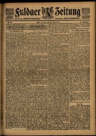 Erste Ausgabe vom Dienstag, den 12. April 1904.