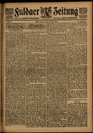 Erste Ausgabe vom Dienstag, den 12. April 1904.