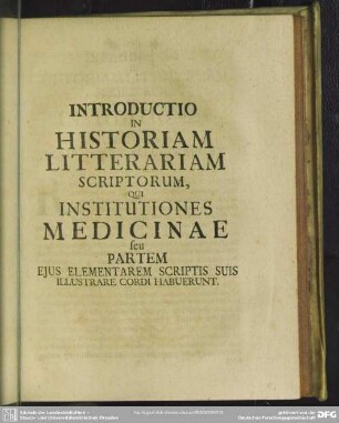 Una cum Introductione brevi atque succincta in Historiam Litterariam Auctorum