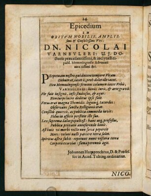 24-30, Epicedium in obitum nobilis, amplissimi & consultissmi viri: DN. Nicolai Varnbuleri