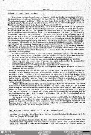 Hätte es ohne Stalin Hitler gegeben?