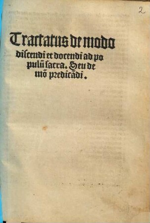 Tractatus de modo discendi et docendi ad populum sacra seu de modo praedicandi