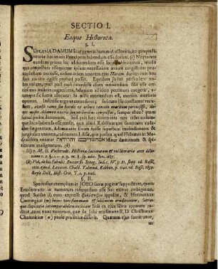 Sectio I. Eaque Historica.