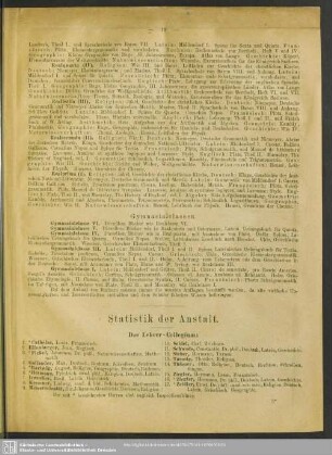 Statistik der Anstalt