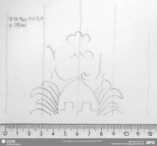W-Dl-577 Schild (gekrönt, zwischen Zweigen) + "MM
