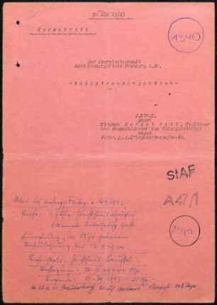 Angeklagter: Herbstritt, Stephan (Taglöhner); Oberglottertal *26.12.1871 in Unterglottertal; + ? Delikt: Verbrechen gegen die Kriegswirtschaftsverordnung Schwarzschlachtung Tatort: Oberglottertal Tatzeit: 1941-Sommer 1942