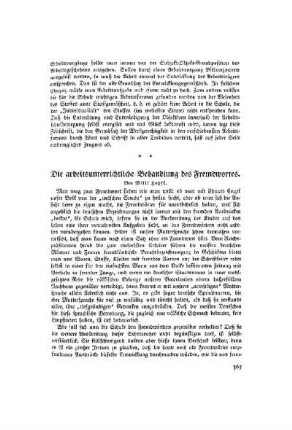 Die arbeitsunterrichtliche Behandlung des Fremdwortes