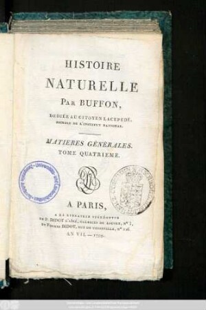 [1], T. 4: Histoire Naturelle