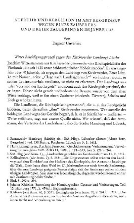 Aufruhr und Rebellion im Amt Bergedorf wegen eines Zauberers und dreier Zauberinnen im Jahre 1612