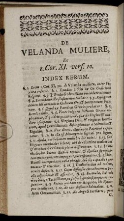 De Velanda Muliere, Ex 1.Cor.XI.vers.10.