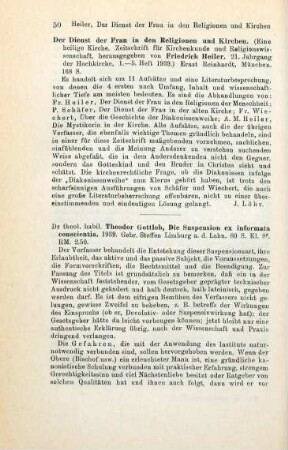 50 [Rezension] Der Dienst der Frau in den Religionen und Kirchen