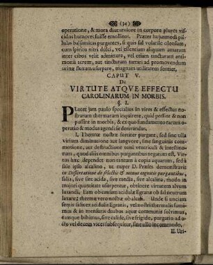 Caput V. De Virtute Atque Effectu Carolinarum In Morbis.