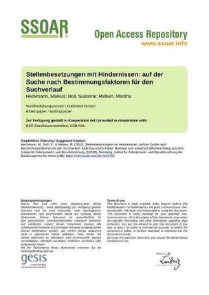 Stellenbesetzungen mit Hindernissen: auf der Suche nach Bestimmungsfaktoren für den Suchverlauf