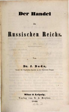 Der Handel des Russischen Reichs