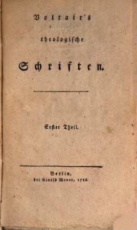 Voltair's theologische Schriften, 1