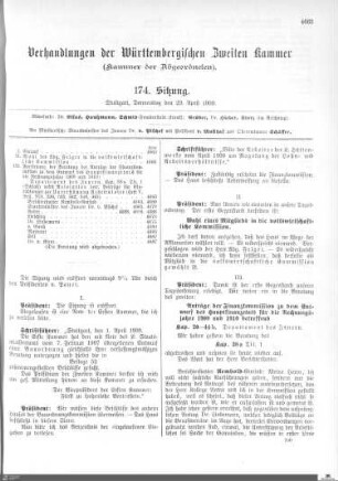 174. Sitzung, Stuttgart, 29.4.1909