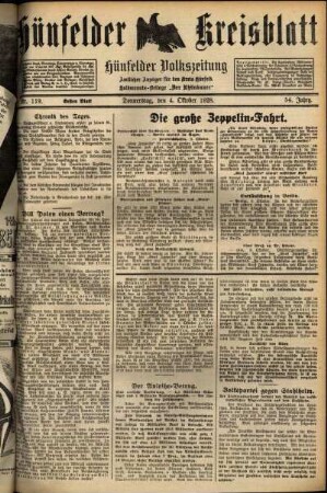 Erste Ausgabe vom Donnerstag, den 04. Oktober 1928.