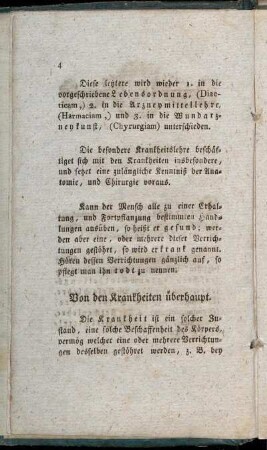 Von den Krankheiten überhaupt.