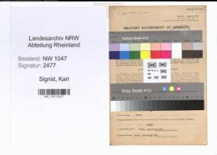 Entnazifizierung Karl Sigrist , geb. 21.03.1911 (Steindrucker)