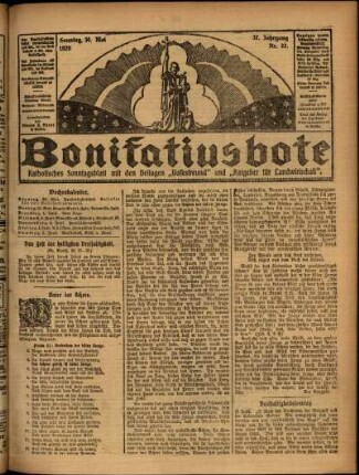 Erste Ausgabe vom Sonntag, den 30. Mai 1920.