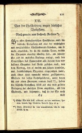 XIII. Von der Ehescheidung wegen böslicher Verlassung.