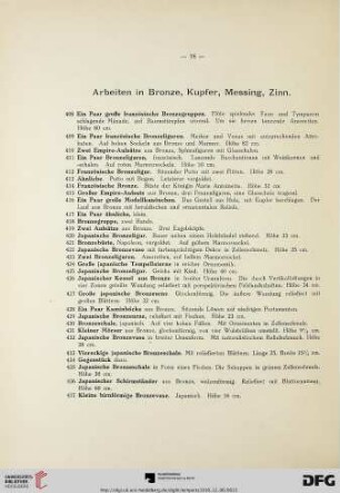 Arbeiten in Bronze, Kupfer, Messing, Zinn (Nr. 408-561)